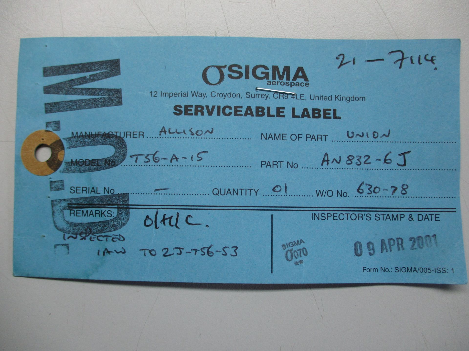 AN832-6J ADAPTOR STRAIGHT