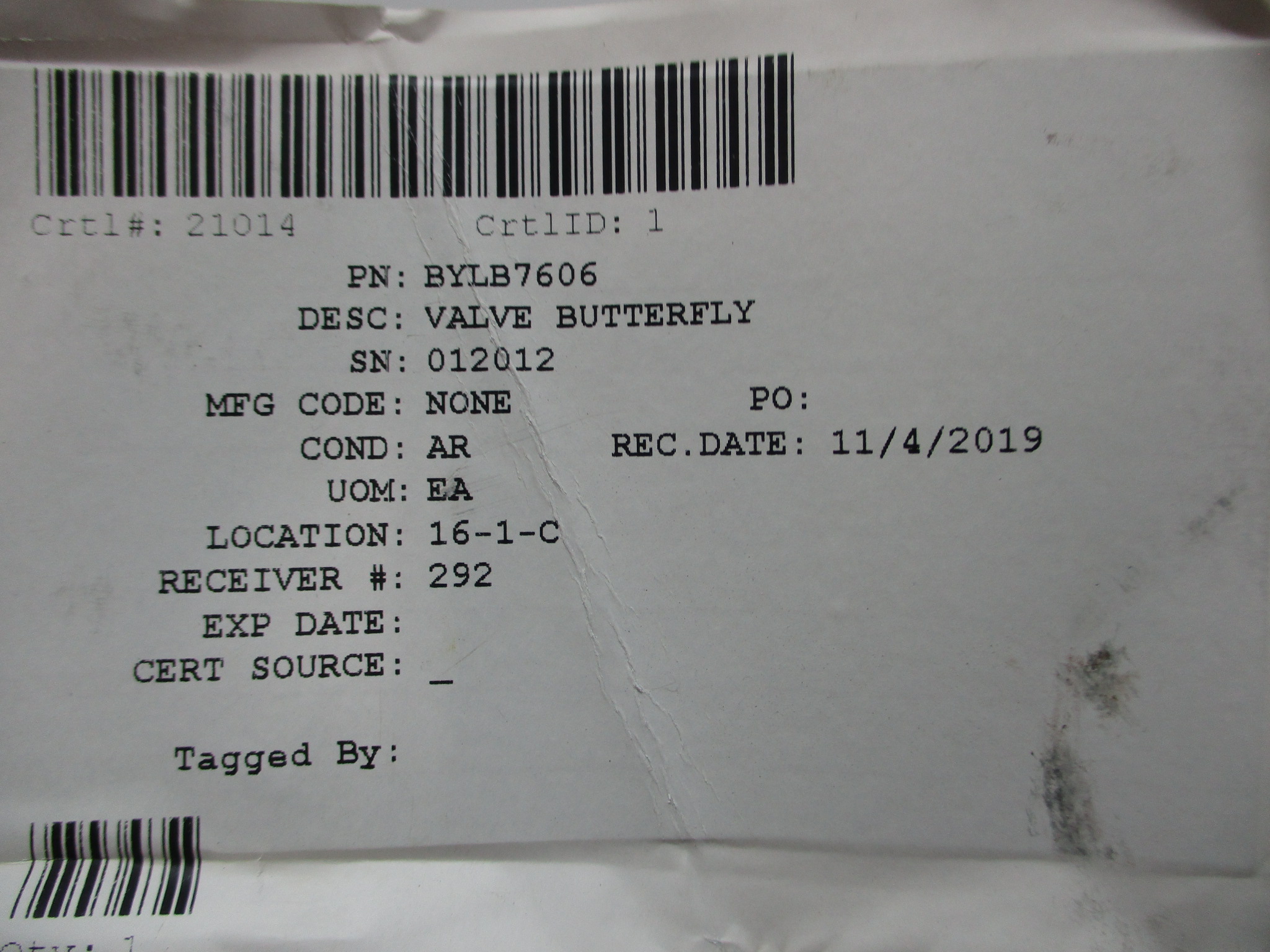 BYLB7606 VALVE BUTTERFLY