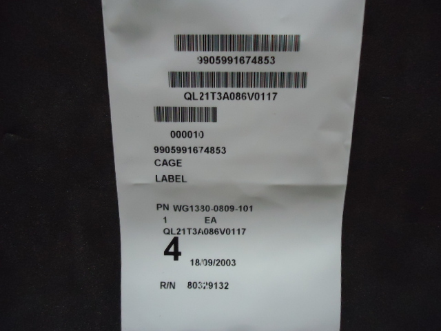 WG1380-0809-101 LABEL  UTL HYD