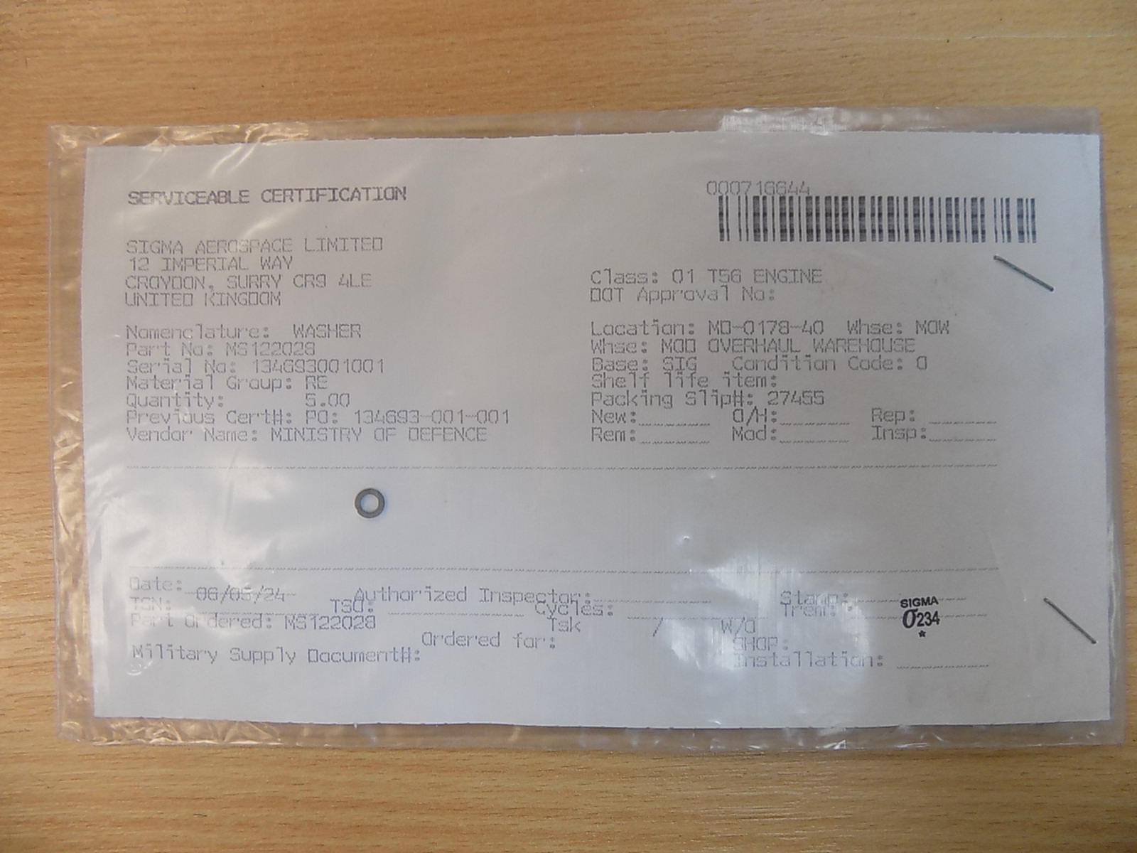 MS122028 WASHER (SOLD BY HD)