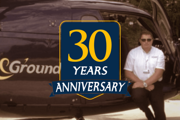 Air & Ground Aviation 30 year anniversary - branded helicopter