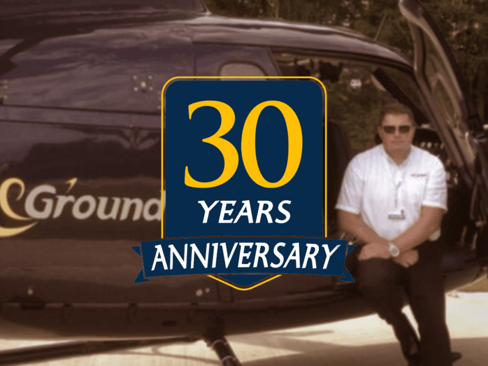 Air & Ground Aviation 30 year anniversary - branded helicopter
