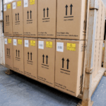PalStore-Goods-Inwards Cardboard boxes neatly stacked on a stillage
