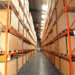 PalStore-Warehouse-Aisle-Part-Crates-Industry Palletized Boxes on Warehouse Racking